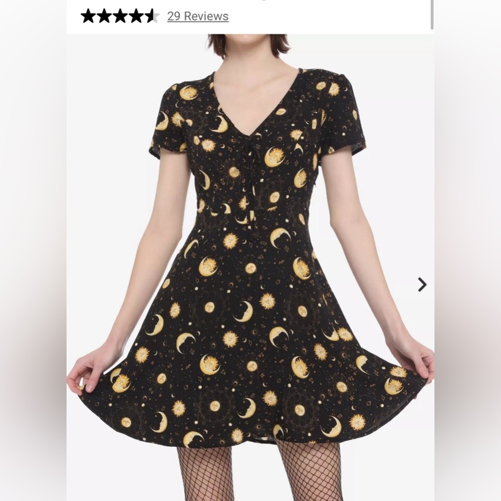 Hot Topic Midnight Hour 3x 22/24 Black Gold Celestial moon sun babydoll Dress